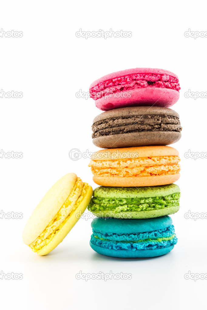 Sweet and colourful french macaroons, Dessert. 