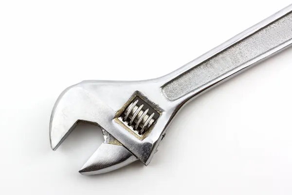 Silver Metal Monkey Wrench. — Stock Photo, Image