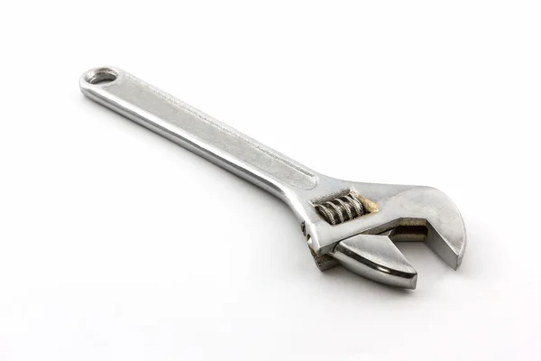 Silver Metal Monkey Wrench. — Stock Photo, Image