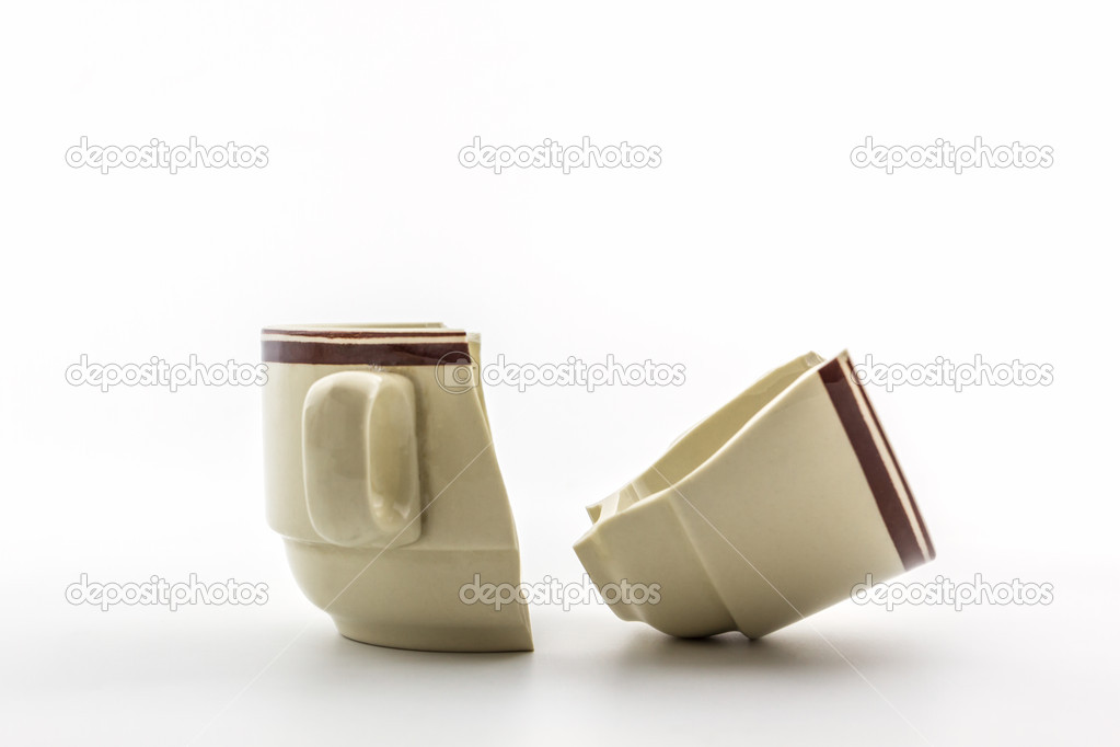 Broken coffee cups.