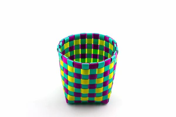 Color plastic basket on white background. — Stock Photo, Image