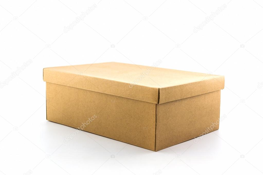 Brown shoe box on white background with clipping path.