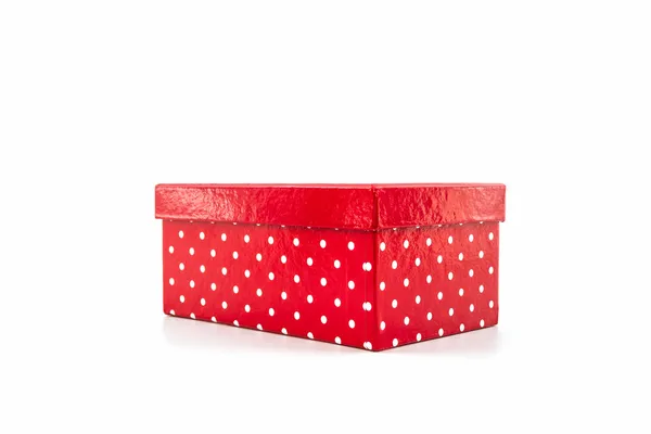 Red polka dots box. — Stock Photo, Image