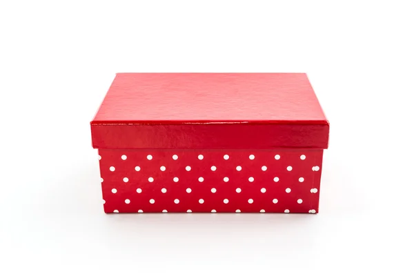 Red polka dots box,with clipping path. — Stock Photo, Image