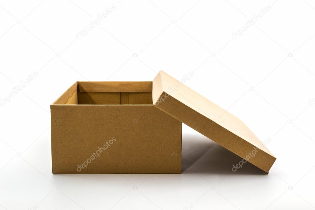Brown shoe box on white background with clipping path. 