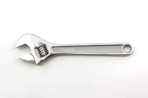 Silver Metal Monkey Wrench. — Stock Photo, Image