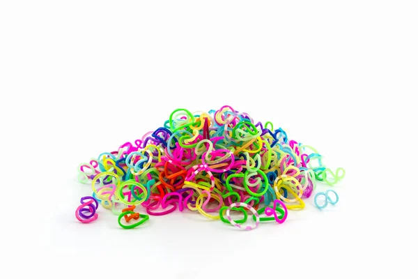 Group of elastic rainbow loom bands — 图库照片