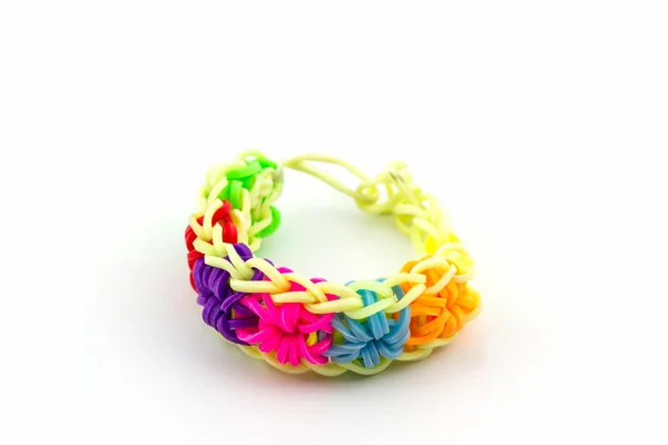Colorful of elastic rainbow loom bands. — Stock Photo, Image
