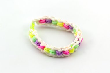 Elastik gökkuşağı renkli bantlar tezgah.