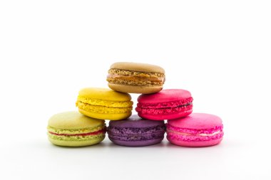 güzel ve renkli Fransızca macaroons veya macaron, tatlı.