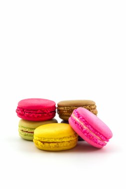 güzel ve renkli Fransızca macaroons veya macaron, tatlı. 