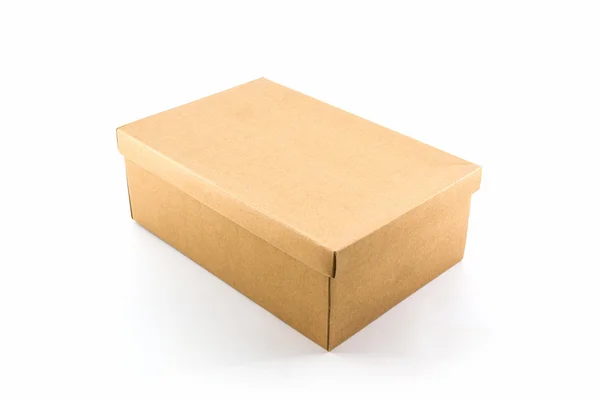 Brown shoe box on white background with clipping path. — Stock Photo, Image