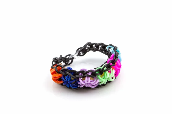 Colorful of elastic rainbow loom bands. — Stock Photo, Image