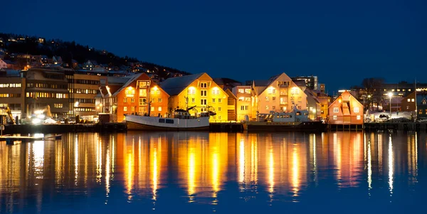 Aerial view of Tromso Cityscape at dusk Norway — Stock Photo, Image