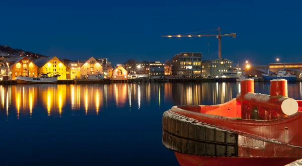 Aerial view of Tromso Cityscape at dusk Norway — Stock Photo, Image