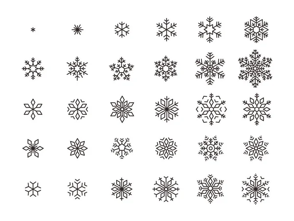 Иконки Снежинки Маленьких Больших — стоковый вектор