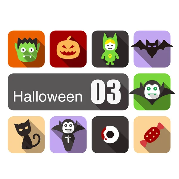 Halloween Flat Icon Design Set Vector Illustration — Stock Vector