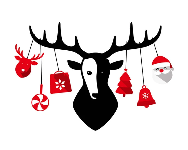 クリスマスの鹿は 何かを着て クールなスタイル — ストックベクタ