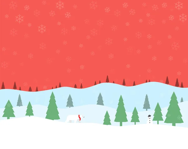 Kerst Achtergrond Berg Sneeuw Bomen Huis Dier — Stockvector