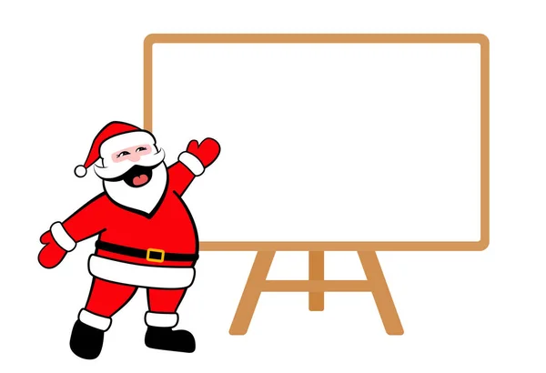 Noel Baba Tahtaya Işaret Ediyor Öğretmen Gibi Stok Çizimi — Stok Vektör
