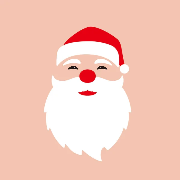 Feliz Conceito Natal Com Chapéu Natal Barba Branca Santa — Vetor de Stock