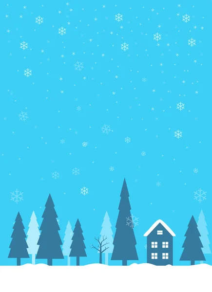 Рождество Снегом Лесом Домом — стоковый вектор