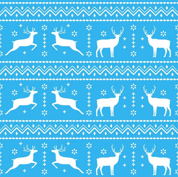 Ciervo Lindo Patrón Punto Patrón Navidad Sin Costura Nórdica Ilustración — Vector de stock