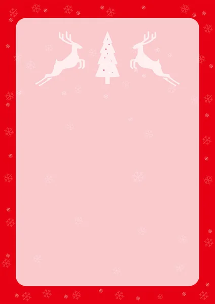 Renos Invierno Navidad Con Nieve Tarjeta Papel — Vector de stock