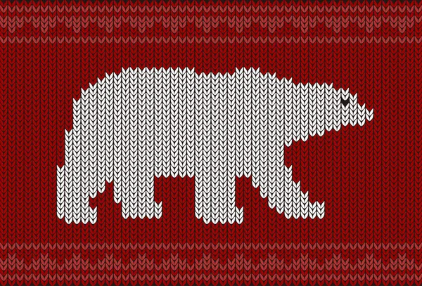 Πολική Αρκούδα Για Πλέξιμο Μοτίβο Καλή Χρονιά Διανυσματική Απεικόνιση — Διανυσματικό Αρχείο