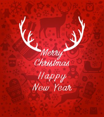 Ren geyiği geyik boynuzu, Noel simgesi ayarla, vektör çizim