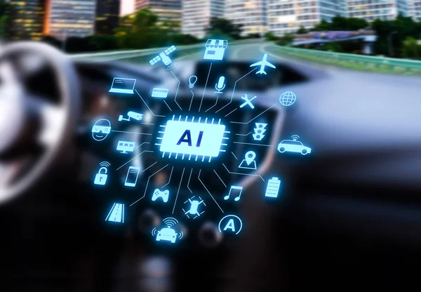Self Driving Car Artificial Intelligence — Stock Photo, Image
