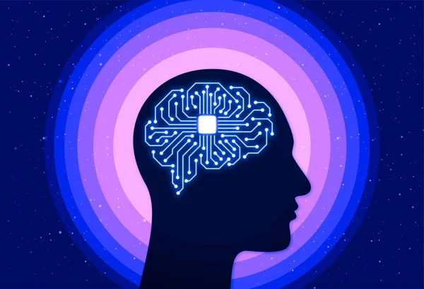 Cyborg kafasındaki devre kartı, dijital insanın yapay zekası..