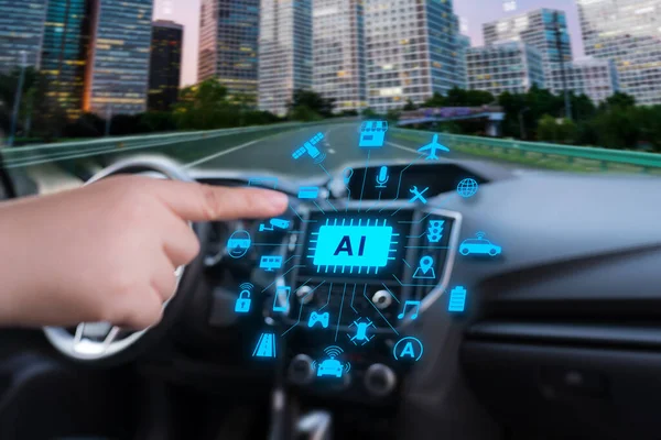 Self Driving Car Artificial Intelligence — Stock Photo, Image
