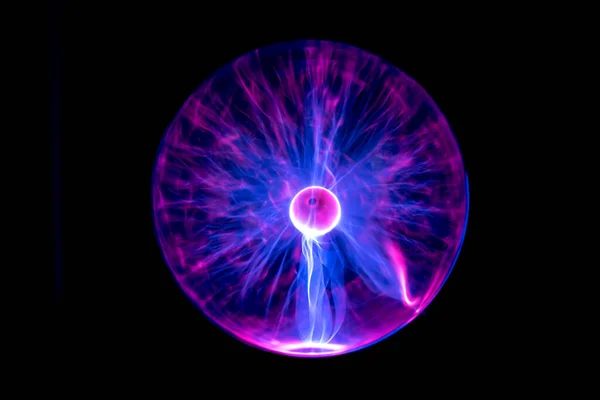 Boule Lumière Plasma Sur Fond Noir — Photo