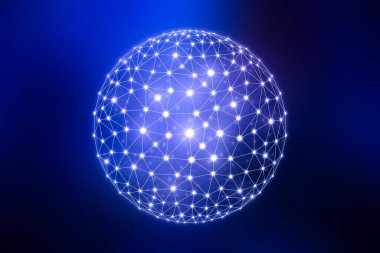 Çokgen ağ küresi, ince çizgi, vektör illüstrasyonu