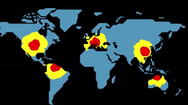 Вспышка вируса распространяется по всему миру, содержит COVID-19 — стоковое видео