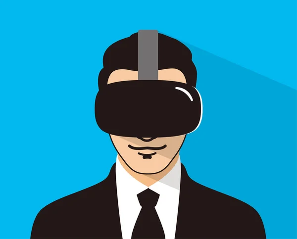 Mann Mit Virtual Reality Brille Vorderansicht Spiele Vektor Illustration — Stockvektor