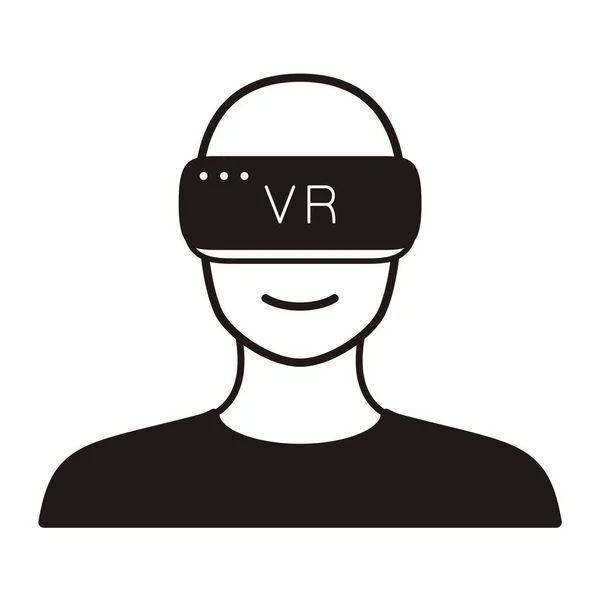 Uomo Con Gli Occhiali Realtà Virtuale Vista Frontale Giocare Illustrazione — Vettoriale Stock