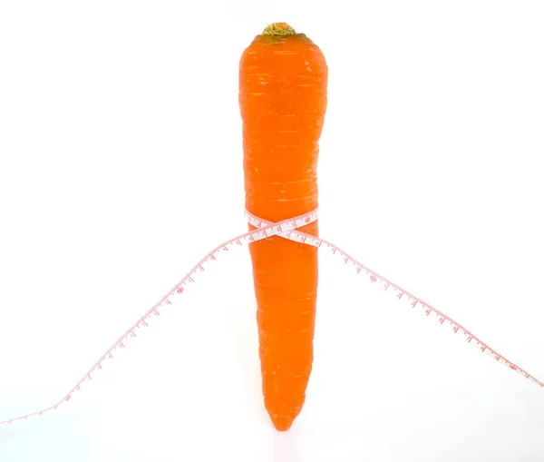 Lineal Misst Die Karotte Das Konzept Der Gesunden Ernährung — Stockfoto