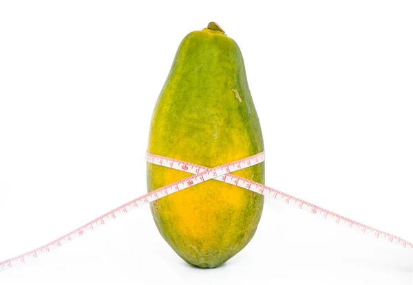 Vonalzó Intézkedés Papaya Egészséges Táplálkozás Fogalma — Stock Fotó