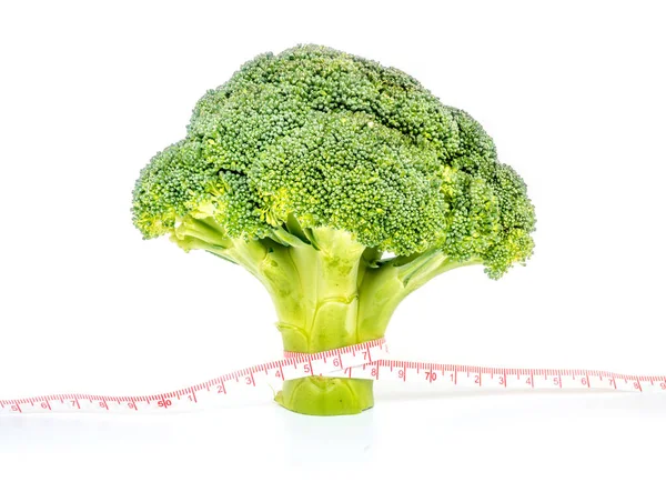 Righello Misura Broccoli Concetto Dieta Sana — Foto Stock