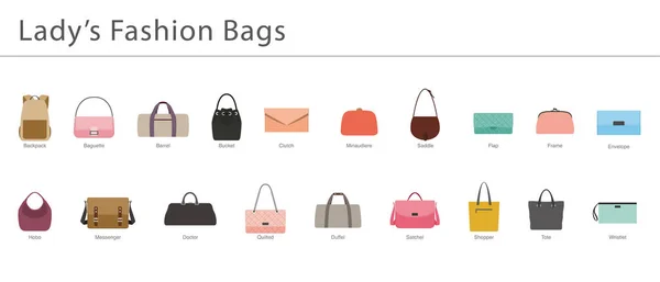 Women Fashion Ultimate Bags Vector Illustration Black White — Stock Vector