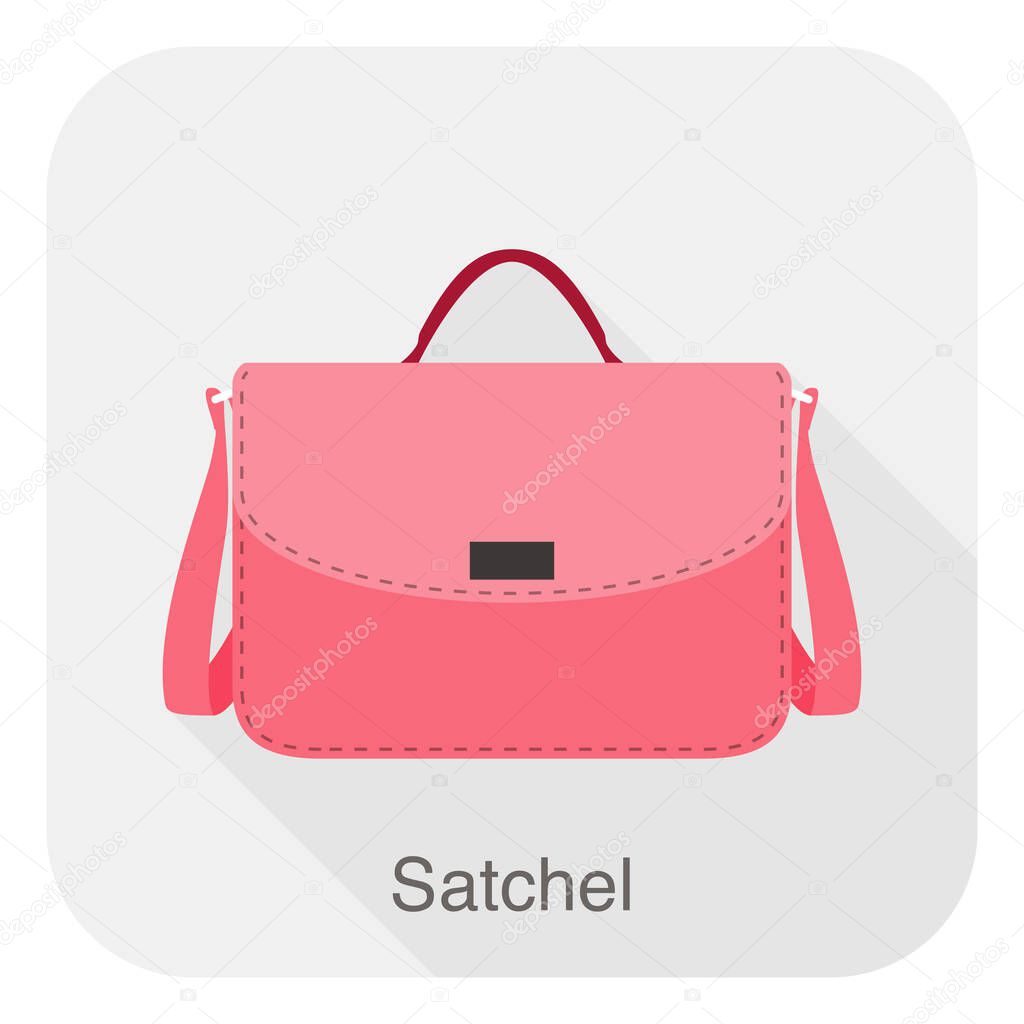 Fashion girl's handbag series, vector illustration, satchel bag