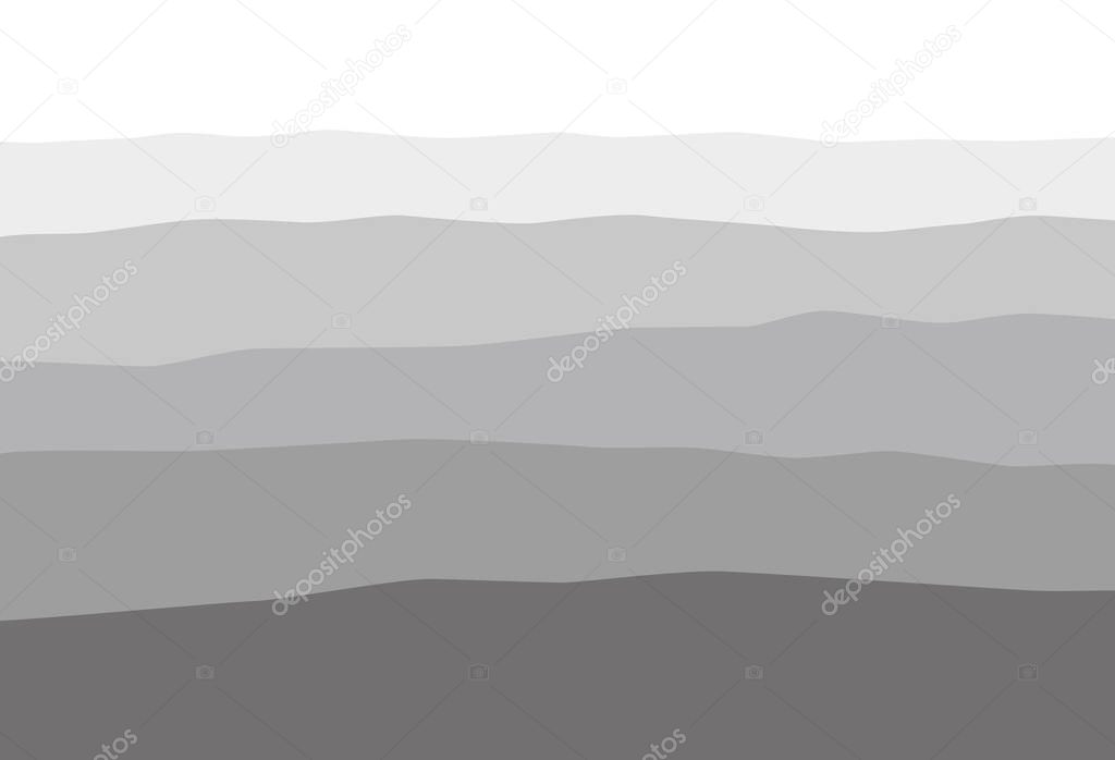 Mountain in fog, Chinese brush painting, vector illustration
