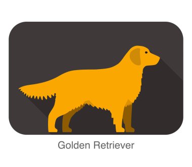 Golden retriever yürüyen düz 3D simge tasarımı, vektör illüstrasyonu