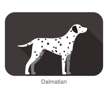 Dalmaçyalı köpek üreme yassı ikon tasarımı, vektör illüstrasyonu