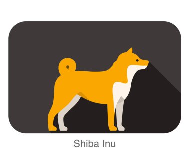 Shiba Inu köpek düz simgesi tasarım, köpek, karikatür tasarım tarafında yürüyen.