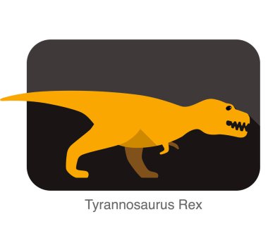 Dinozor Tyrannosaurus Rex kükreyen, ağzını, düz vektör, basit örnek açın,