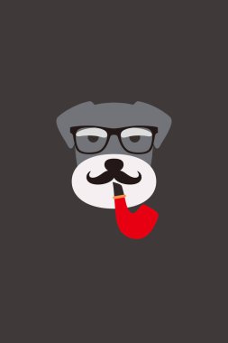 Beyler bıyık köpek gözlük ve bir erkek gibi tütün boru ile köpek portresi moda