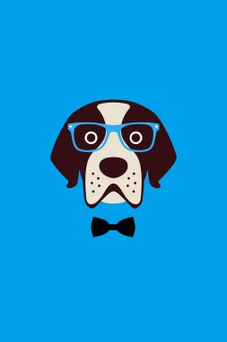 Beyler köpek giyim gözlük ve ilmek gibi bir adam, köpek moda portre